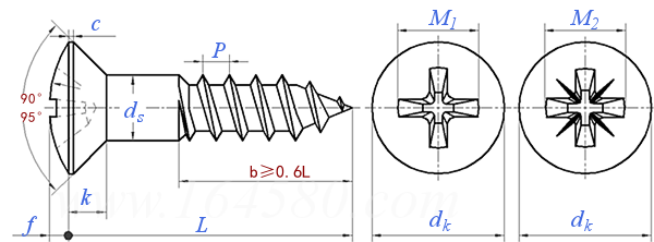 DIN  7995 - 2016 十字槽半沉頭木螺釘