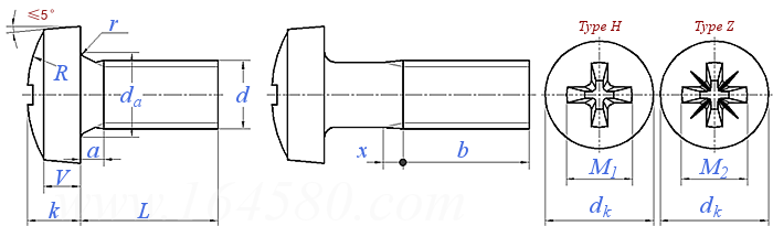 DIN  7985 - 1990 十字槽球面(矮)圓柱頭[盤頭]螺釘