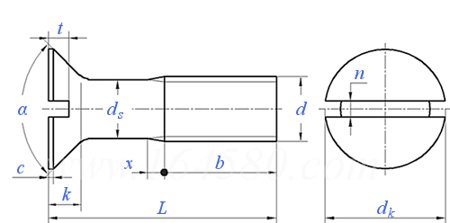 JIS B 1179 (T1-2) - 1994 开槽沉头螺栓  (粗制）[Table 1-2]