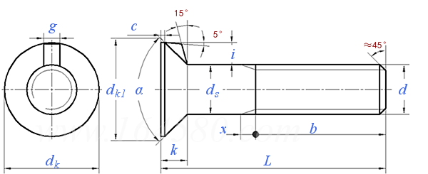 JIS B 1179 (T2) - 1994 沉頭帶榫螺栓 [Table 2]
