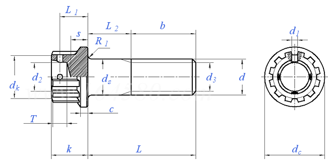 ISO  9254 - 1993 12角（十二键）法兰面螺钉 - 长MJ螺纹 - 强度等级小于等于1100MPa