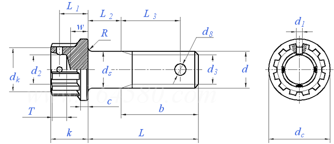 ISO  9255 - 2008 12角法兰面螺钉 - 中短MJ螺纹 - 强度等级小于等于1100MPa