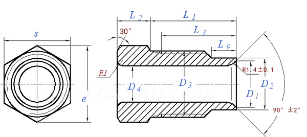 QC /T 960.1 (B) - 2013 道路車輛 液壓制動系統，第1部分:雙喇叭口金屬管、螺紋孔、螺紋管接頭和管座 — B型螺紋接頭