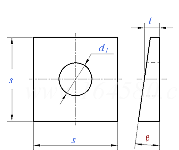 IS  6649 (B / C) - 1985 栓接结构用平垫圈 淬火并回火 - 方斜垫圈，B型（斜度6°，用于槽钢）和C型（斜度8°，用于工字钢）
