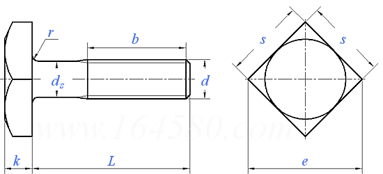 JIS B 1182 (T2) - 1995 大方头螺栓(粗制) [Table 2]