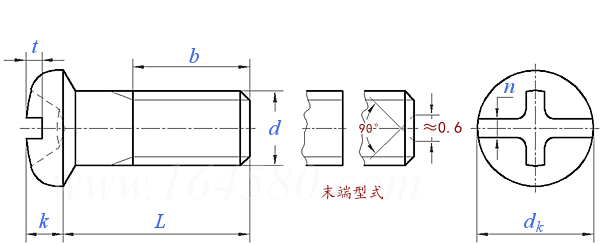 JIS B 1119 (2PC) - 1986 眼鏡框架用 -  十一字槽盤形半沉頭螺釘