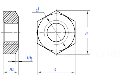 JIS B 1119 (3H) - 1986 眼镜框架用 - 六角螺母