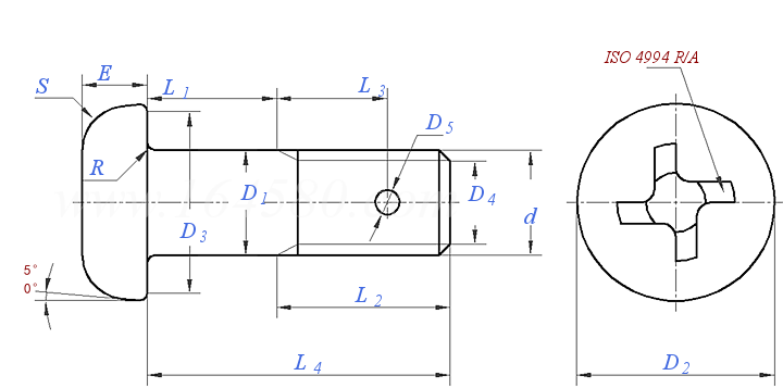 EN  2884 - 2024 航天航空 - 盘头螺钉 偏十字槽 光杆公差h12 短螺纹 钛合金 阳极氧化 MoS2润滑 - 等级：1100MPa(室温)/315℃
