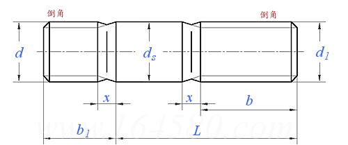 Q  123 双头螺柱 b1=1.25d [一端过渡配合螺纹，一端细牙]