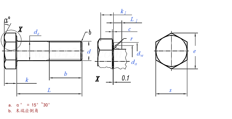GB /T 5782 - 1986 六角头螺栓 A级和B级