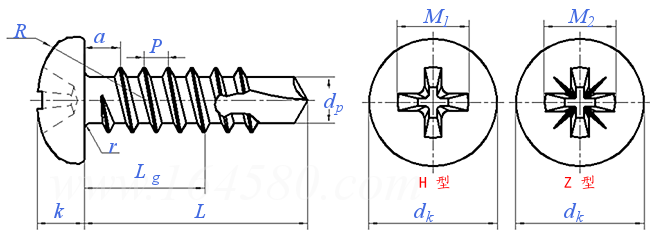 DIN  7504 (M) - 1995 十字槽盘头自攻自钻螺钉