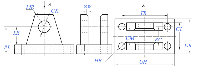 GB /T 39949.1 (AB4) - 2021 液壓傳動 16MPa(160bar)中型和25MPa(250 bar)單杆缸附件 - 雙耳環支架 通孔 對稱型