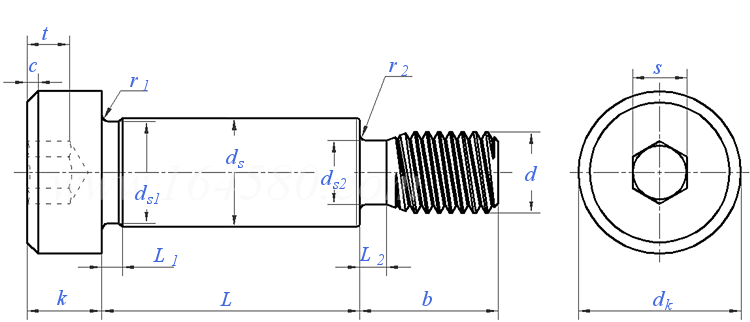 ASME B 18.3 (T13) - 2012 内六角圆柱头轴肩螺钉 [Table 13]