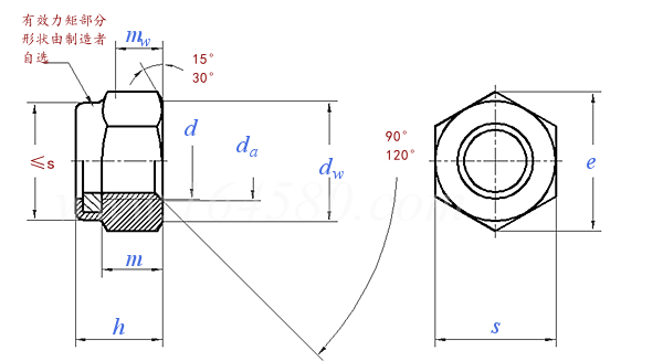 GB /T 889.1 - 2000 1型非金屬嵌件六角鎖緊螺母