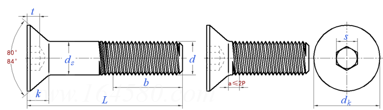 ASME B 18.3 (T8) - 2012 内六角沉頭螺釘 [Table 8] (ASTM F835 / F879)
