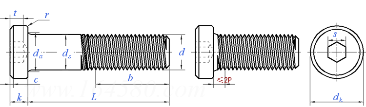ASME B 18.3 (T12) - 2012 内六角矮圓柱頭螺釘 [Table 12] (ASTM F835)