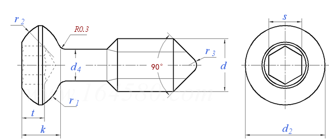 ISO  5835 (F3) - 1991 内六角接骨螺釘 (HB型) [Figure 3]