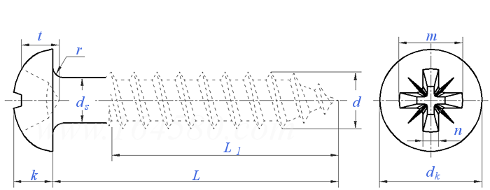 ASME B 18.6.1 (IV-T12) - 1981 (R2016) 米字槽圆头木螺钉 IA型