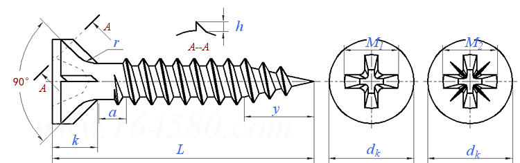 JIS B 1125 - 2015 十字槽沉头带筋自攻钉