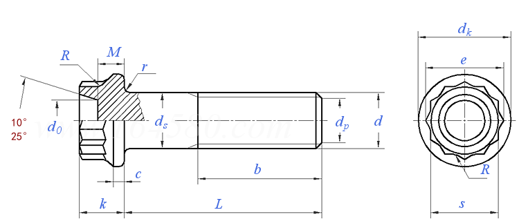NF L 22-231 - 1987 十二角头螺栓 ISO螺纹 4h级