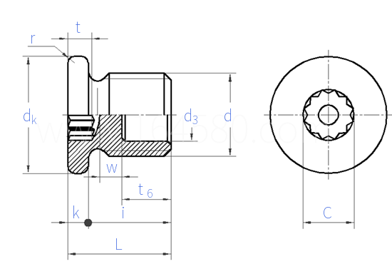 DIN  908 (IVZ-L) - 2020 内十二角圓柱頭喉塞 輕型