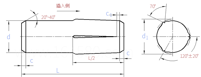 ISO  8741 (CH) - 2025 半長倒錐槽的槽銷-倒角端