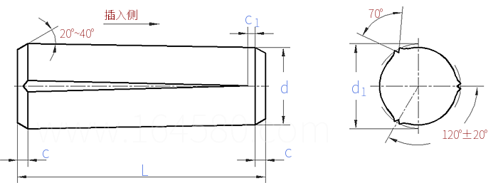 ISO  8744 (CH) - 2025 槽銷—全長錐槽 倒角端