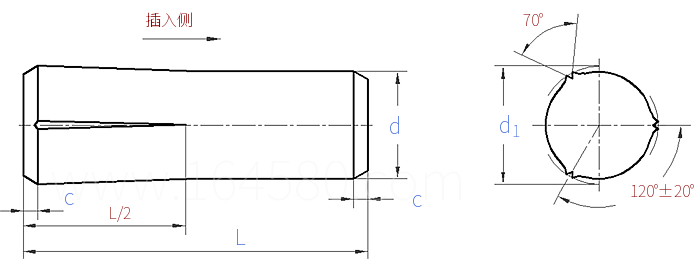 ISO  8745 (CH) - 2025 半長錐槽的槽銷-倒角端