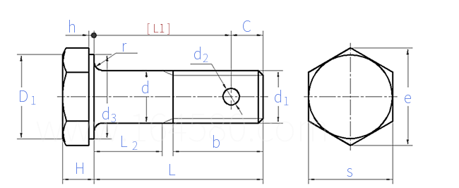 GJB  3374 (/1~/4) - 1998 MJ螺纹六角头螺栓