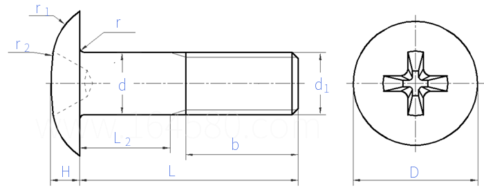 GJB  3374 (/25~/26) - 1998 MJ螺纹十字槽扁圆头螺栓