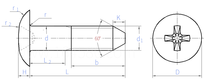 GJB  3374 (/27~/28) - 1998 MJ螺紋扁圓頭錐端螺栓