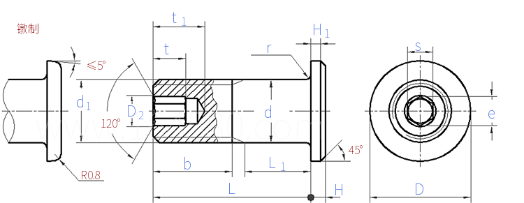 HB  5628 - 1983 光杆公差带f9抗剪型平头高锁螺栓