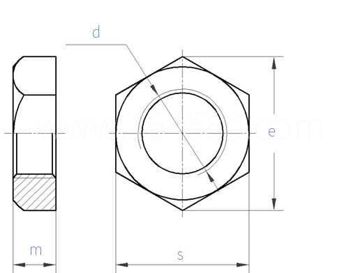 ASME B 18.2.2 (T3-HFJ) - 2010 薄六角平螺母 [Table3] (SAE J995, ASTM A563, F594, F467)
