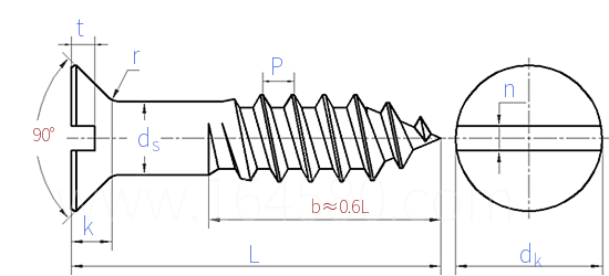 CNS  1051 - 1959 開槽沉頭木牙螺釘
