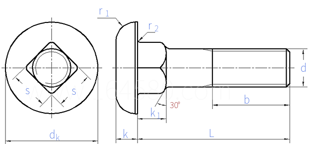 CNS  4425 - 1981 纺织机用大平圆头方颈螺栓