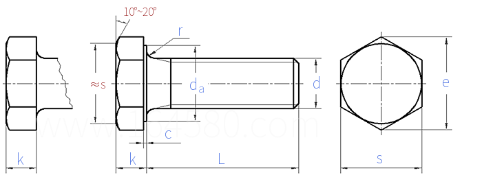 HB  8023 - 2002 TC16钛合金六角頭螺釘