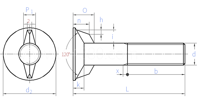 CNS  4697 - 1982 沉头双尖榫螺栓