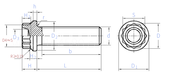 HB  8343 - 2015 GH4169镀银带减轻孔十二角螺钉