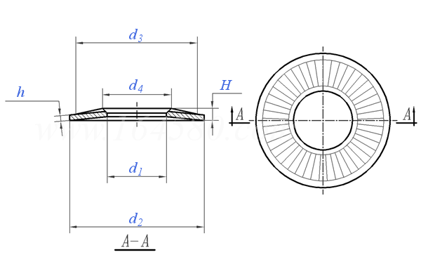 NF E 25-511 - 1984 帶齒(滾花)錐面彈簧墊圈（產品代號CS）
