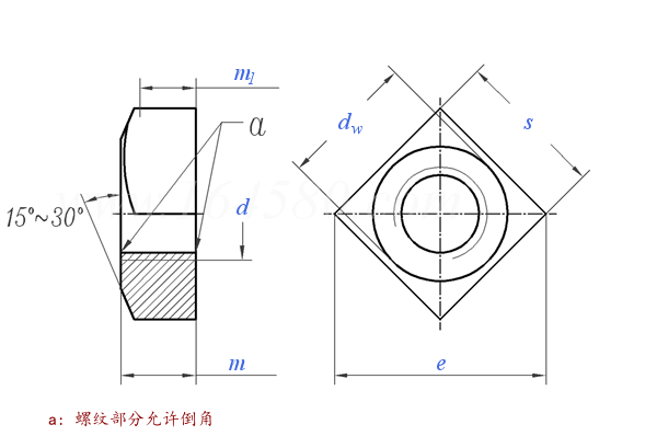 DIN  557 - 1994 方螺母 C级