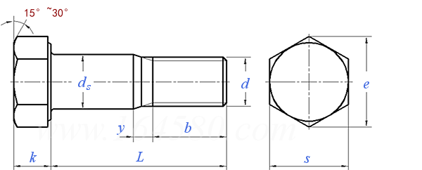 EN  14399-8 (Fit bolt) - 2007 預負載用高強度結構螺栓連接副，第8部分：HV系統 - 六角頭加強杆螺栓