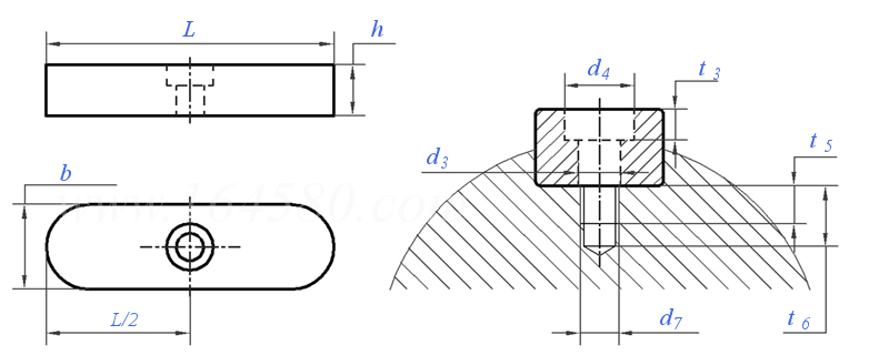 DIN  6885 (C) - 1968 C型 圆头带单孔平键