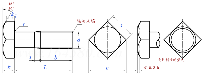 GB  8 - 1988 方头螺栓 C级