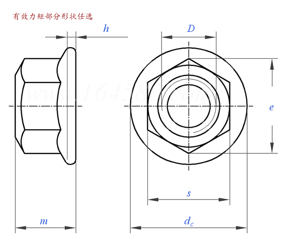 ASME B 18.16.6 - 2017 全金属六角锁紧法兰螺母 [Table 11]