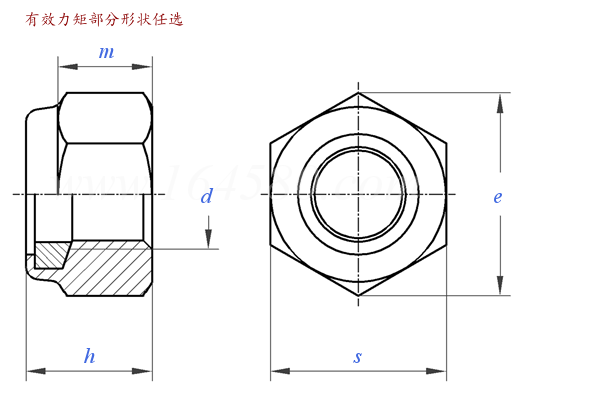 ASME B 18.16M (hex/non-metal) - 2004 (R2016) 米制，非金属嵌件，六角锁紧螺母 [Table 1] (F563M, F836M, F467M)