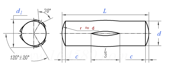 DIN EN ISO  8742 - 1998 槽銷，中部帶1/3全長平行溝槽