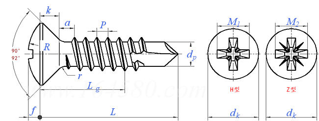 JIS B 1124 (T4) - 2003 十字槽半沉頭鑽尾自攻釘