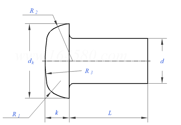 ANSI B 18.1.1 (T4) - 1972 (R2016) 實心小鉚釘 - 盤頭實心鉚釘 [Table 4] (ASTM A31, SAE J430)