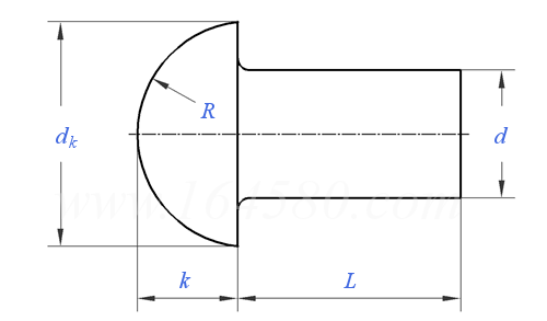 ANSI B 18.1.1 (T3) - 1972 (R2016) 实心小铆钉 - 圆头实心铆钉 [Table 3] (ASTM A31, SAE J430)