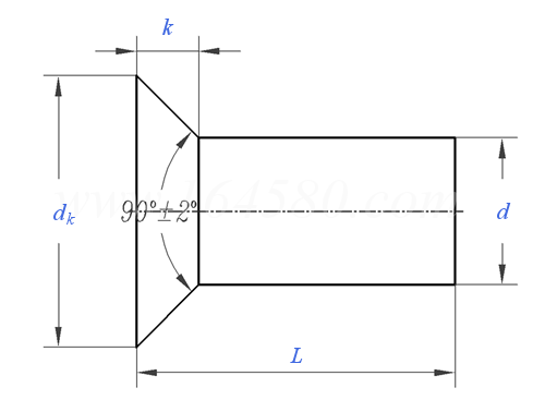 ANSI B 18.1.1 (T2) - 1972 (R2016) 实心小铆钉 - 沉头实心铆钉 [Table 2] (ASTM A31, SAE J430)